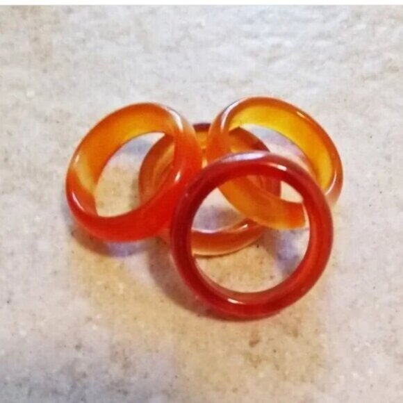 Orange Flame ~ Banded Agate Stone Ring Size 6.75 ~ Friendship Ring ~ Stack Rings - Picture 9 of 9